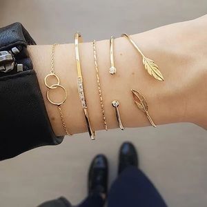 Boho Gold Multilayer Diamond Bracelet Set